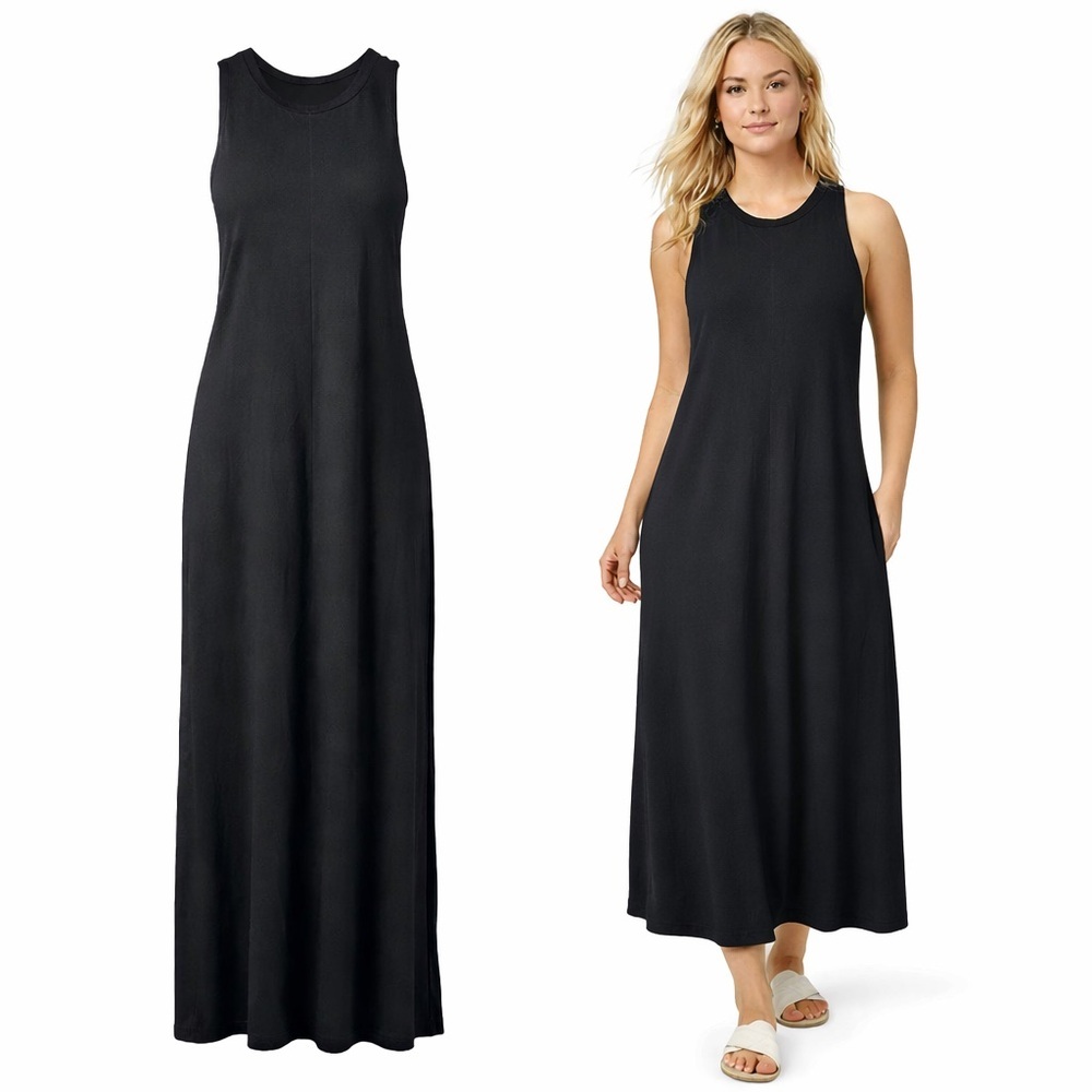Athleta | Black Sleeveless Maxi Dress | Cotton Modal Blend | Size Small - Picture 1 of 6